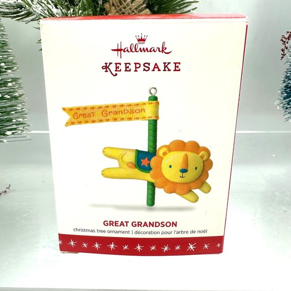 Hallmark Keepsake Ornament Great Grandson 2016 Lion Christmas Holiday Carousel - Picture 1 of 6